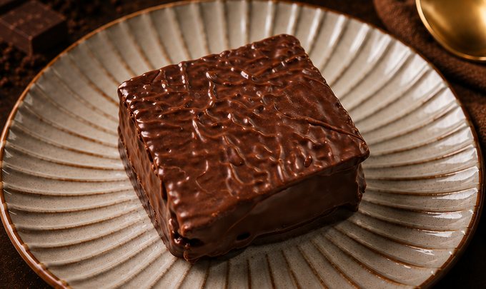 Mid-Day Bites, a chocolate coated cake bite, plated